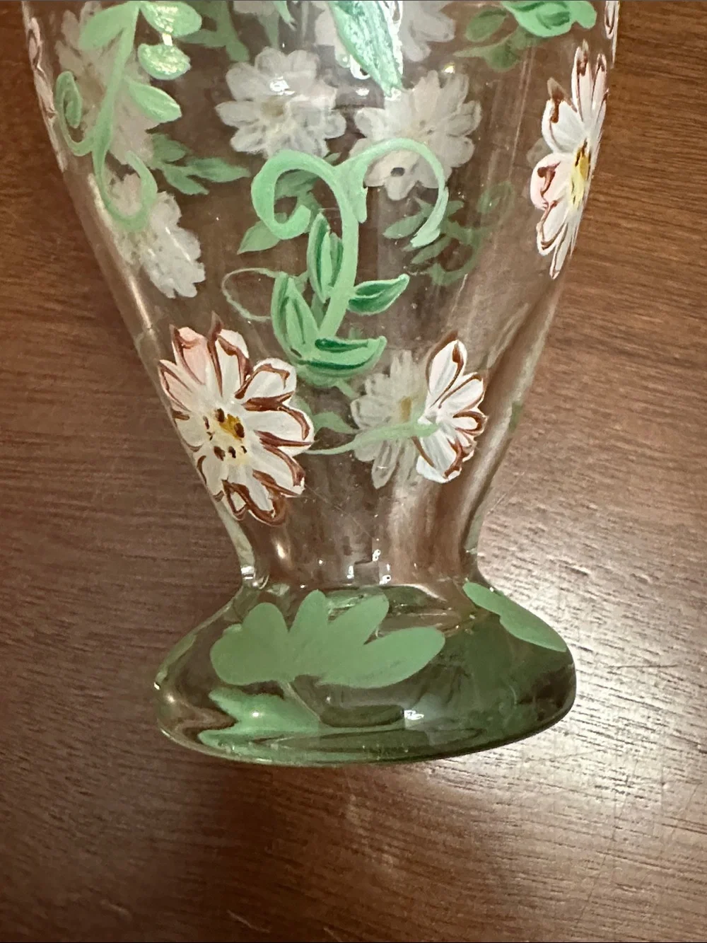 Tracy Porter Hand-Painted Floral Bud Glass Vase Green Pink